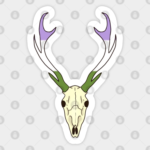 Genderqueer Pride Deer Skull Sticker by whizz0